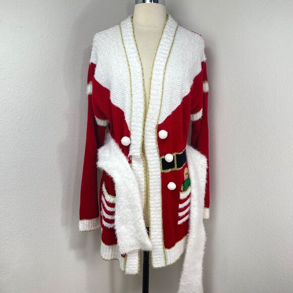 Holiday Time Womens Mrs. Santa Cardigan Top Sweater XL (16-18) Christmas Costume - Picture 9 of 14